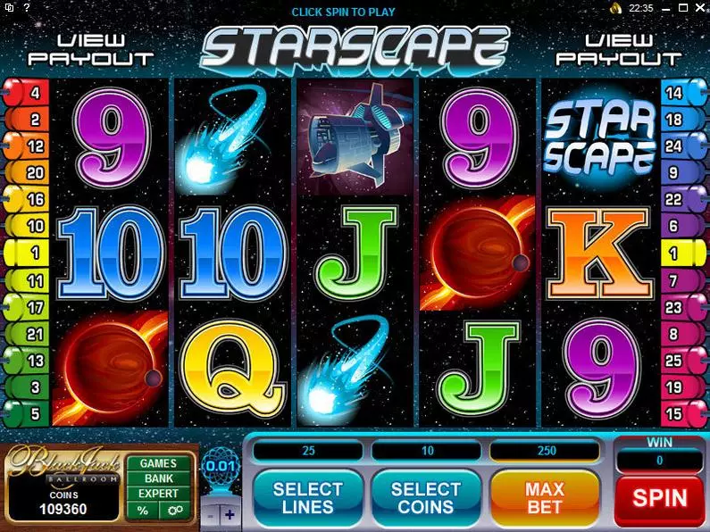 Main Screen Reels - Starscape Microgaming Coin Based 