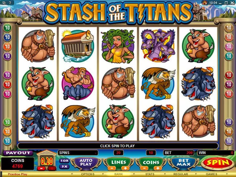 Main Screen Reels - Stash of the Titans Microgaming Coin Based 