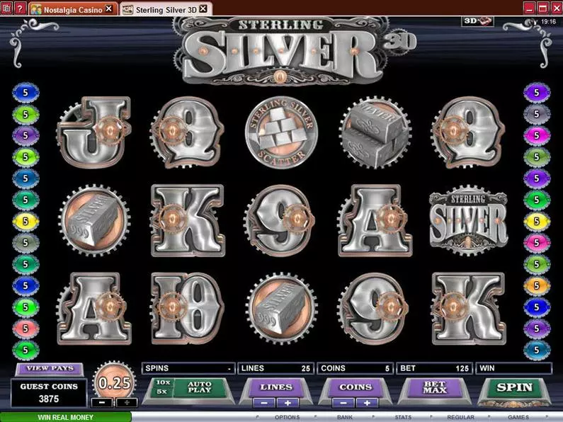 Main Screen Reels - Sterling Silver 3D Microgaming Coin Based 