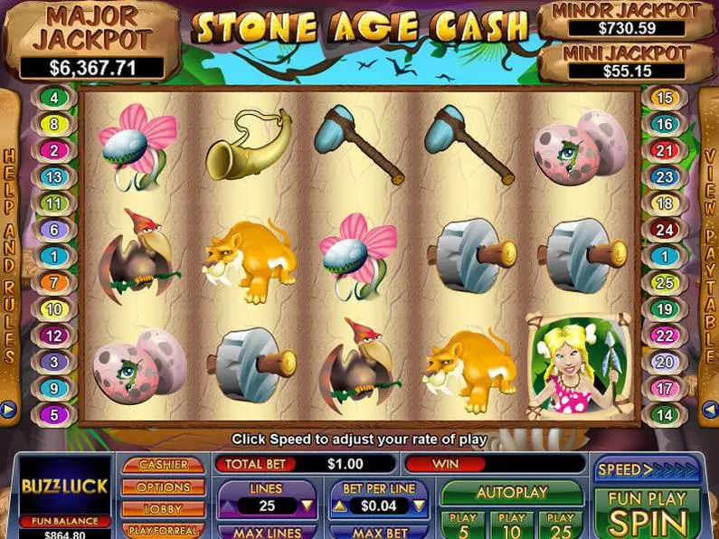 Main Screen Reels - Stone Age Cash NuWorks Bonus Round 