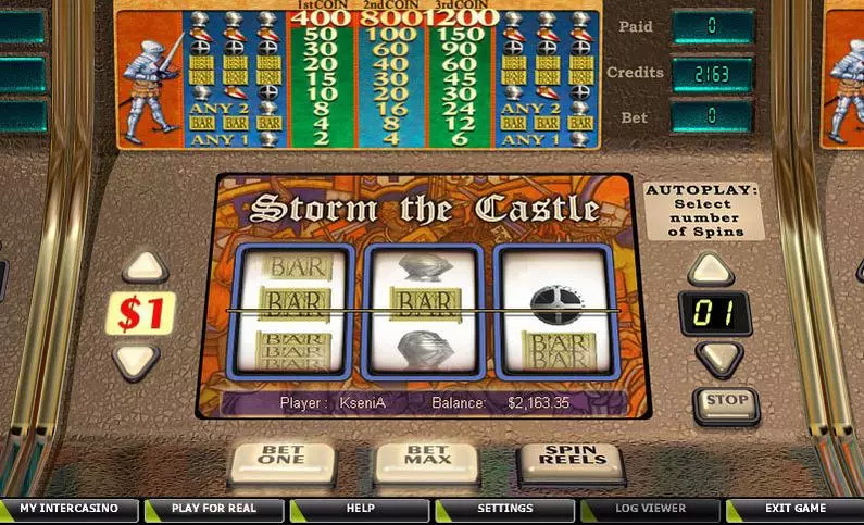 Main Screen Reels - Storm the Castle CryptoLogic Coin Based 