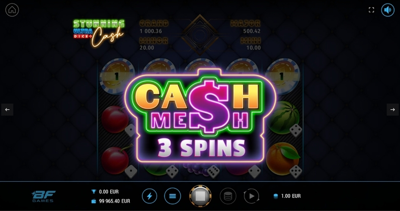 Introduction Screen - Stunning Cash Ultra Dice BF Games  