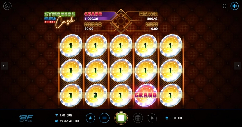 Main Screen Reels - Stunning Cash Ultra Dice BF Games  