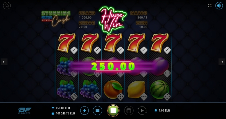 Winning Screenshot - Stunning Cash Ultra Dice BF Games  