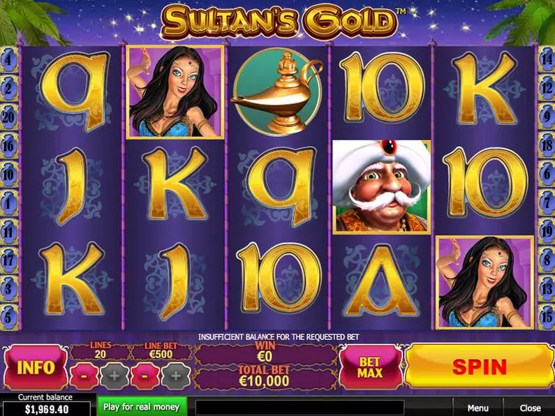 Main Screen Reels - Sultan's Gold PlayTech Bonus Round 
