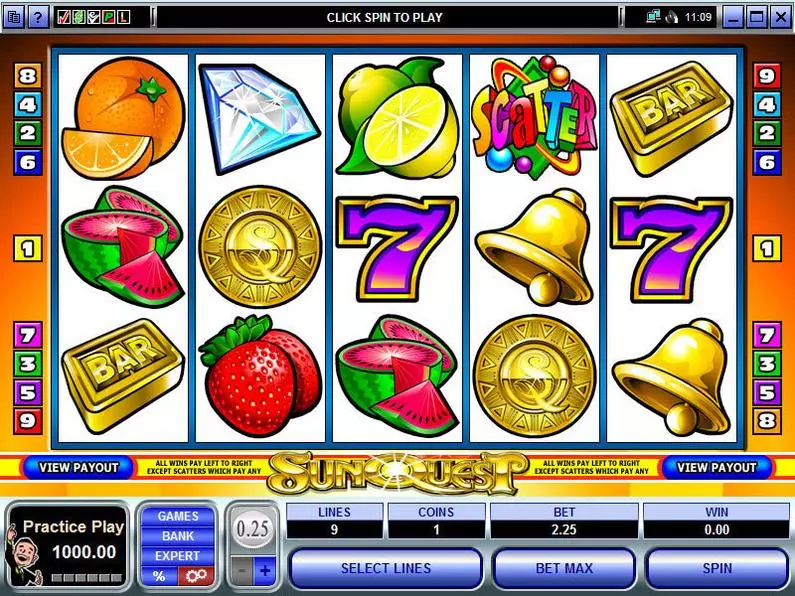 Main Screen Reels - SunQuest Microgaming Video 