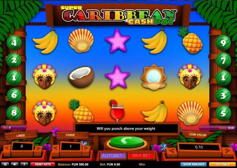 Main Screen Reels - Super Caribbean Cashpot 1x2 Gaming  