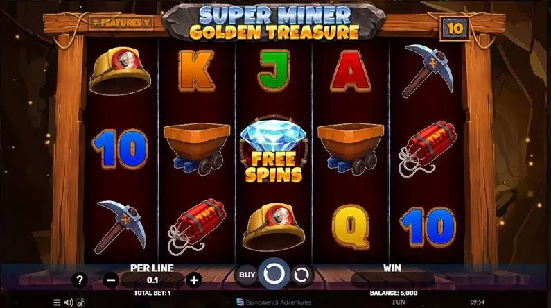 Main Screen Reels - Super Miner – Golden Treasure Spinomenal  