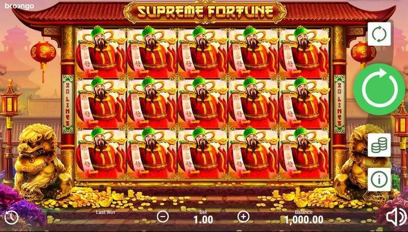 Main Screen Reels - Supreme Fortune Booongo Fixed Lines 