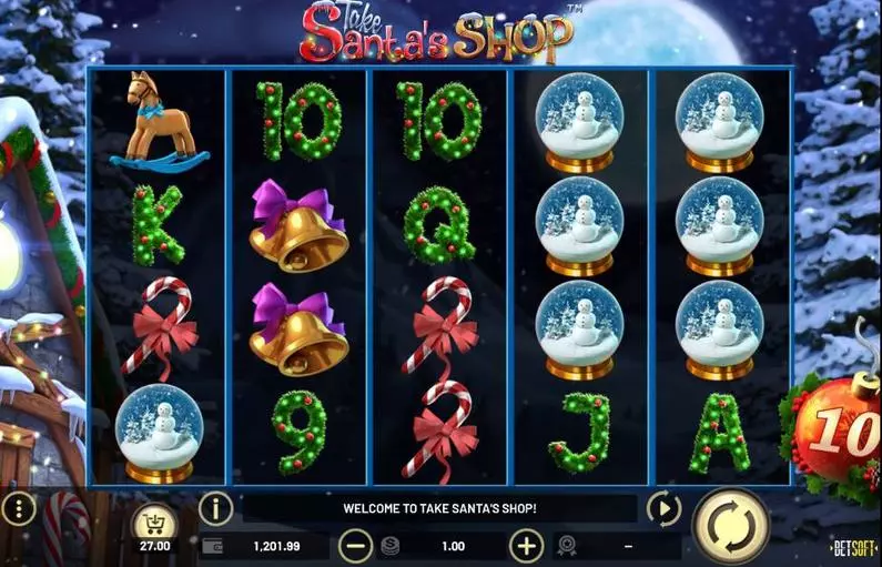 Main Screen Reels - Take Santa’s Shop BetSoft 3D Slot 