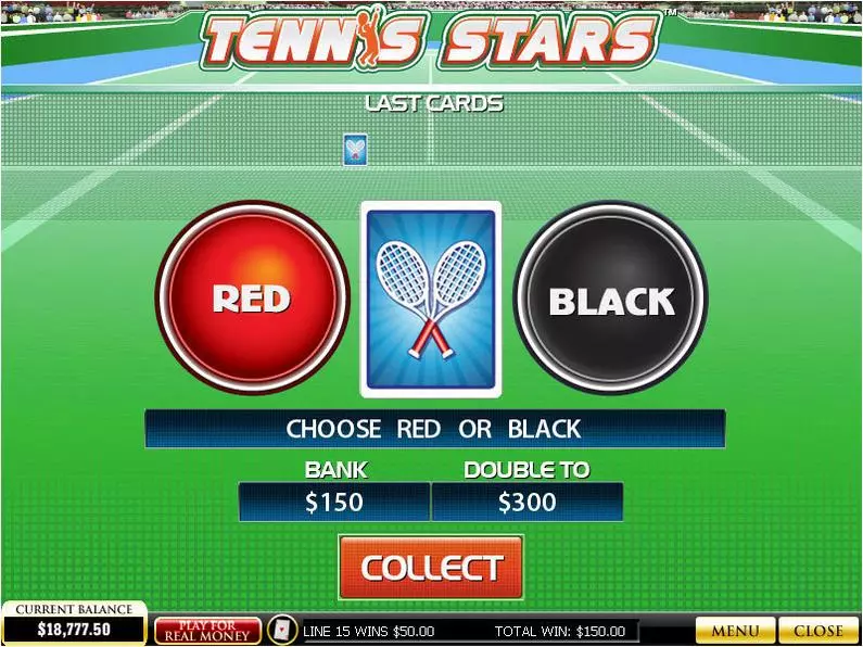 Gamble Screen - Tennis Stars PlayTech Video 