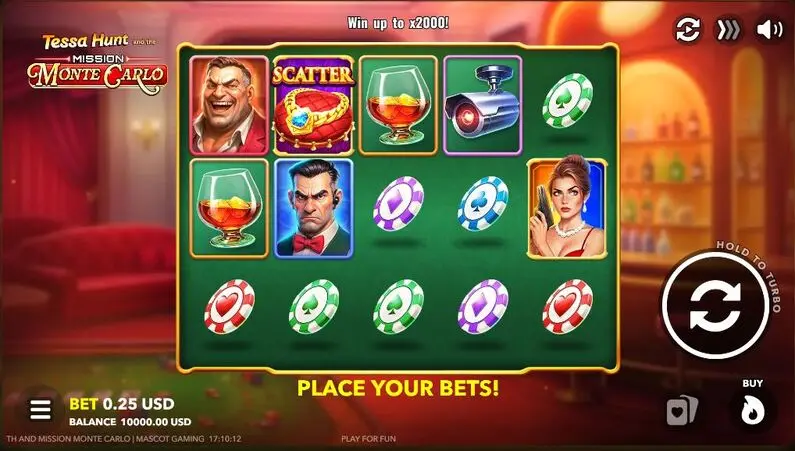 Main Screen Reels - Tessa Hunt and the Mission Monte Carlo Mascot Gaming Buy BonusPay Anywhere 