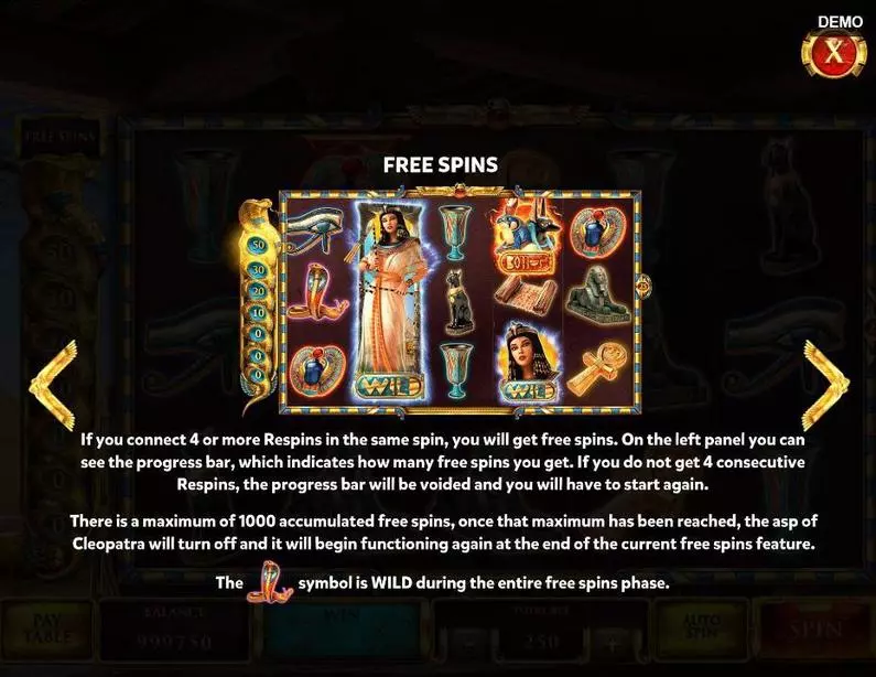 Bonus 3 - The Asp of Cleopatra Red Rake Gaming Fixed Lines 