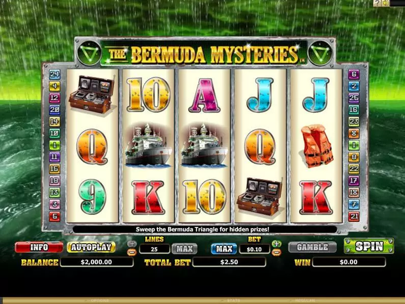 Main Screen Reels - The Bermuda Mysteries Microgaming Bonus Round 