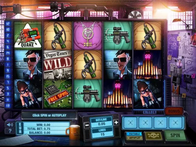 Main Screen Reels - The Casino Job GTECH 3D Slot 