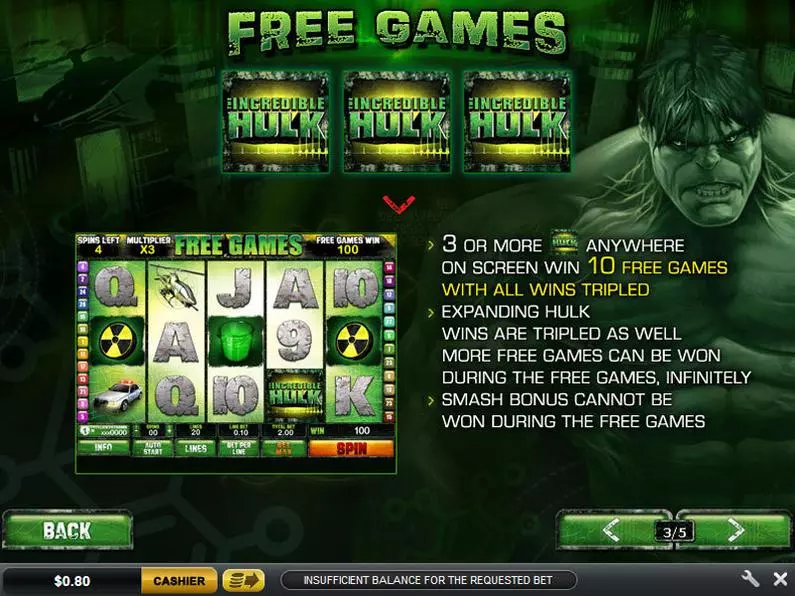 Bonus 2 - The Incredible Hulk 50 Line PlayTech Video 