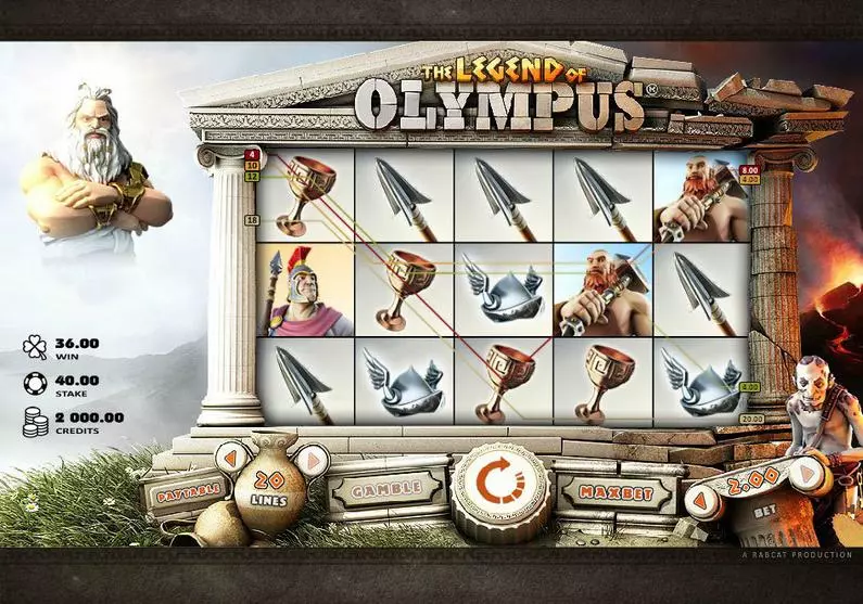 Main Screen Reels - The Legend of Olympus Microgaming Bonus Round 