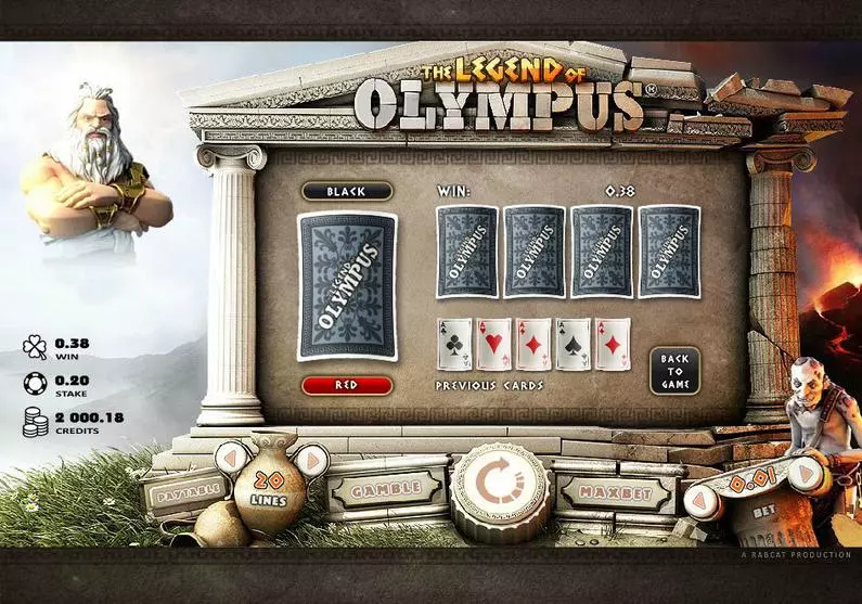 Gamble Screen - The Legend of Olympus Microgaming Bonus Round 