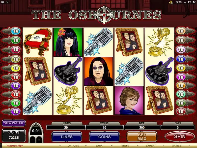 Main Screen Reels - The Osbournes Microgaming Coin Based 