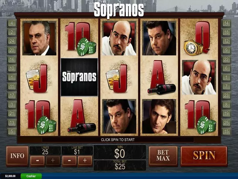Main Screen Reels - The Sopranos PlayTech Bonus Round 