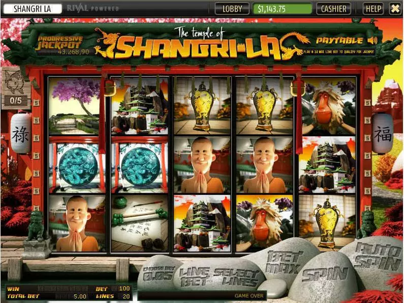 Main Screen Reels - The Temple of Shangri-La Sheriff Gaming 3D Slot 