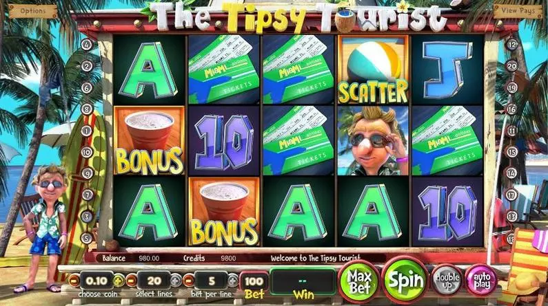 Introduction Screen - The Tipsy Tourist BetSoft Bonus Round ToGo TM