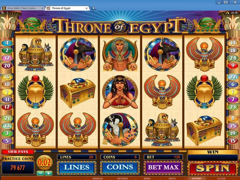 Main Screen Reels - Throne of Egypt Microgaming Coin Based 