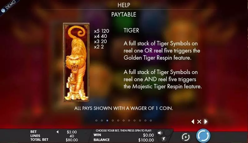 Info and Rules - Tiger Temple Genesis Fixed Lines 