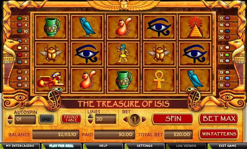 Main Screen Reels - Treasure of Isis CryptoLogic Video 