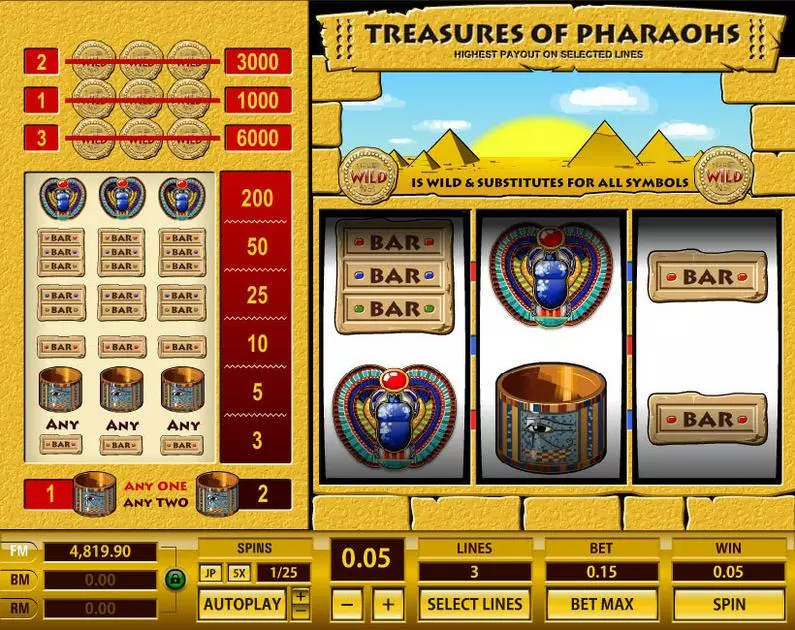 Main Screen Reels - Treasures of Pharaohs 3 Lines Topgame  