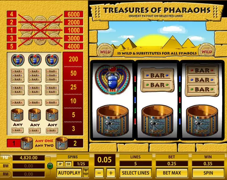 Main Screen Reels - Treasures of Pharaohs 5 Lines Topgame  