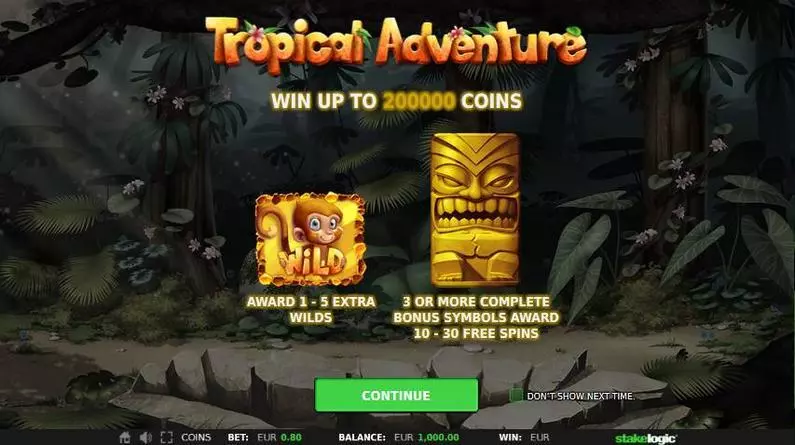 Free Spins Feature - Tropical Adventure StakeLogic Fixed Lines MOBi