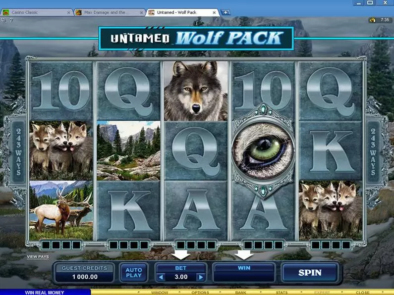 Main Screen Reels - Untamed - Wolf Pack Microgaming 243 Ways 
