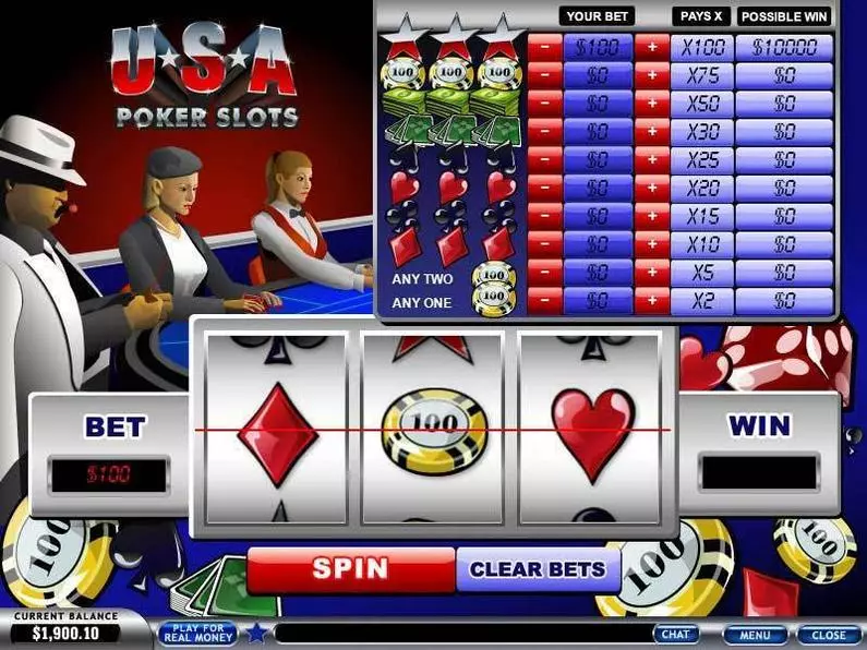 Main Screen Reels - USA Poker PlayTech Fixed Odds 