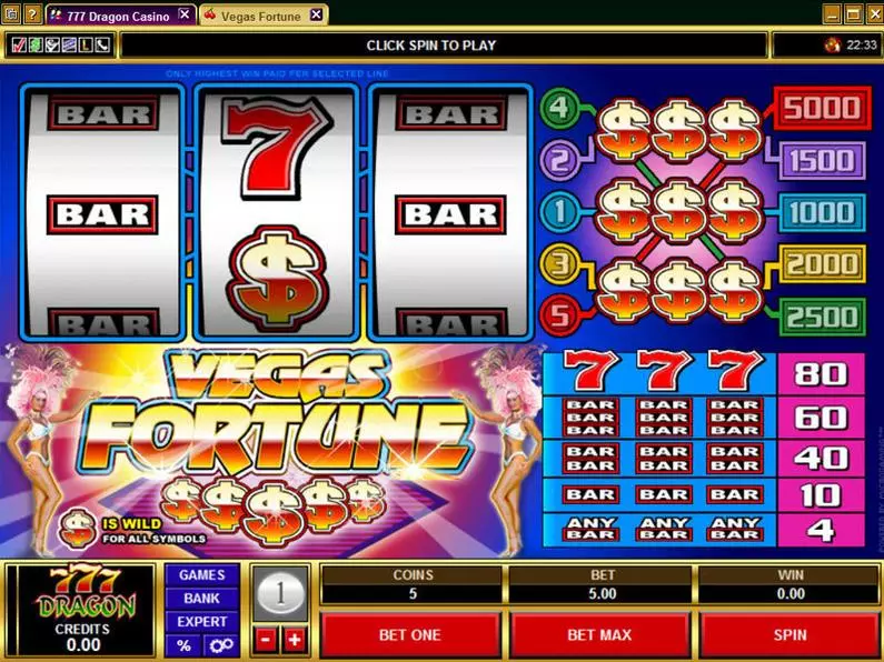 Main Screen Reels - Vegas Fortune Microgaming  