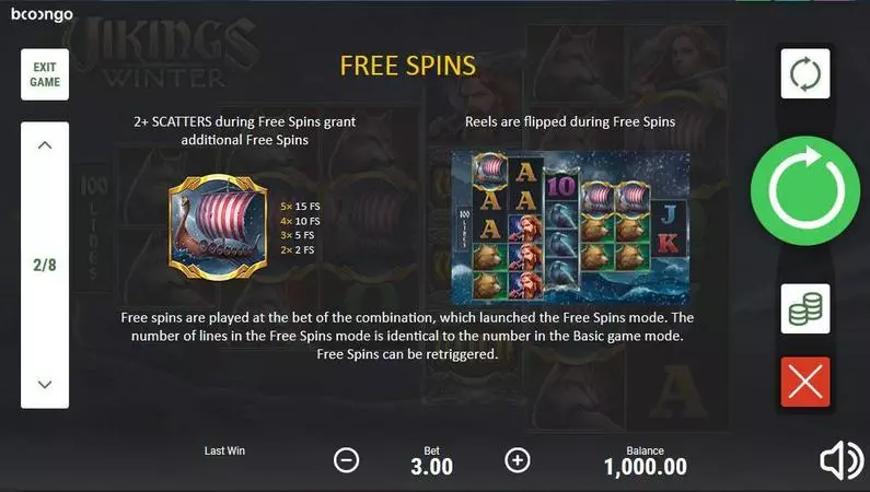 Free Spins Feature - Vikings Winter Booongo Pyramide Board 