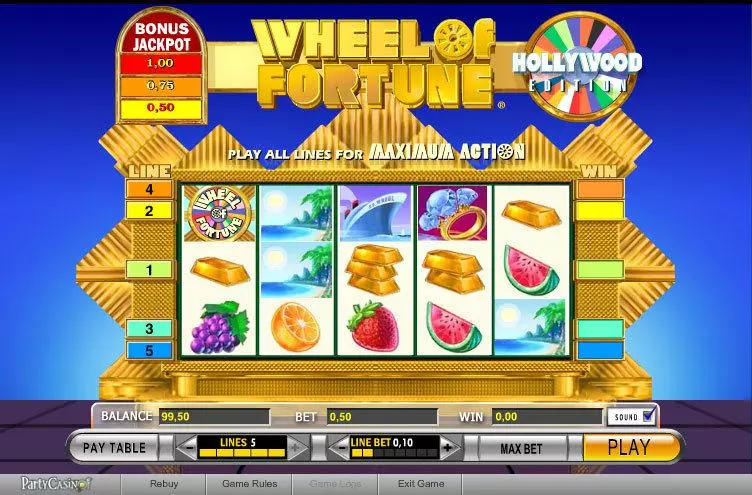 Main Screen Reels - Wheel of Fortune IGT Video 