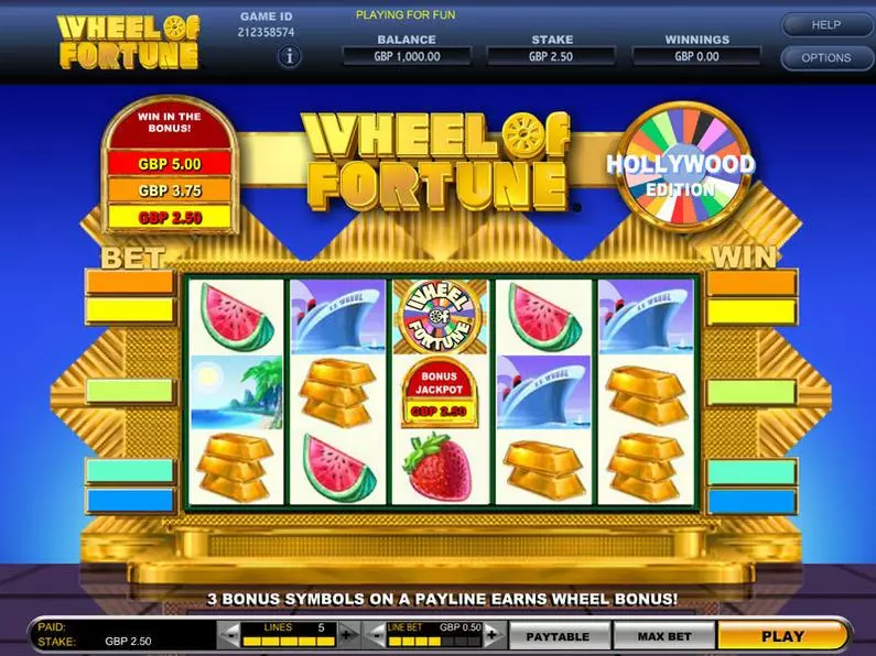 Main Screen Reels - Wheel of Fortune Hollywood Edition IGT Video 