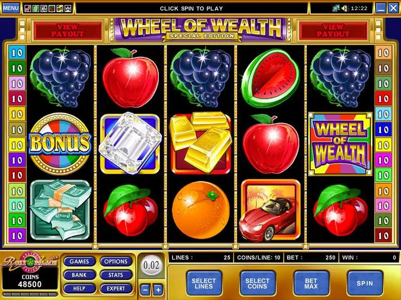 Main Screen Reels - Wheel of Wealth Special Edition Microgaming Coin Based 