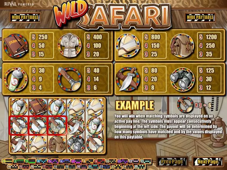 Info and Rules - Wild Safari Rival Video iSlot