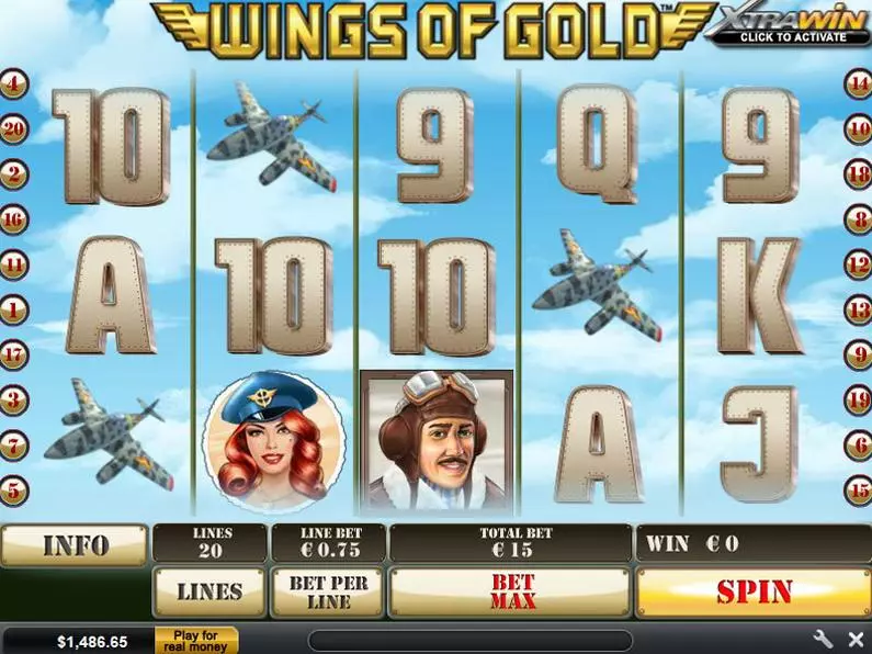 Main Screen Reels - Wings of Gold PlayTech Bonus Round 