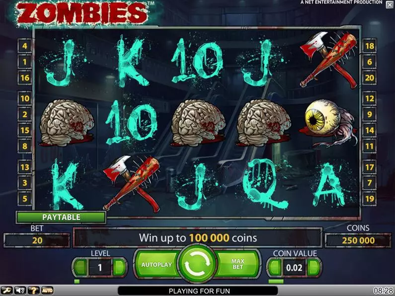 Main Screen Reels - Zombies NetEnt Bonus Round 