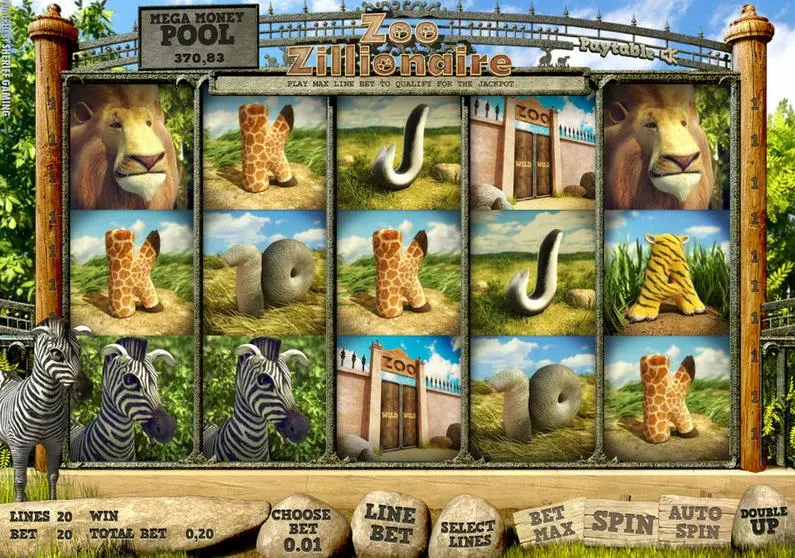 Main Screen Reels - Zoo Zillionaire Sheriff Gaming 3D Slot 